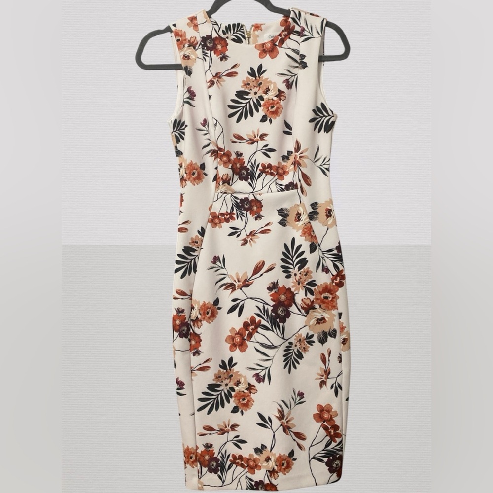 Calvin Klein Cream Floral Midi Dress